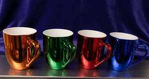 ZamZam Industries Gold Plated Porcelain Luxury Design Eco-Friendly Coffee <b>Mug</b> <b>Set</b> for Restaurants 300mm Diameter 3mm Thick - Product Image 3