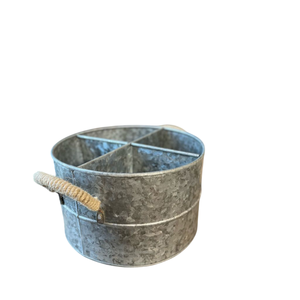 Farmhouse Galvanized Metal Utensil <b>Caddy</b> Holder With Rope Handle Round 6-Compartment <b>Kitchen</b> Countertop Storage Organizer Sale - Product Image 1