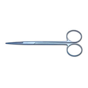 กรรไกรไอริสเคลือบสีน้ำเงิน ปลายตรง ผลิตจากเหล็กกล้าไร้สนิมสำหรับการผ่าตัด ปลายแหลมละเอียด ใช้งานด้วยมือ ได้รับการรับรองมาตรฐาน CE โดยบริษัท Blush surgical - Product Image 4