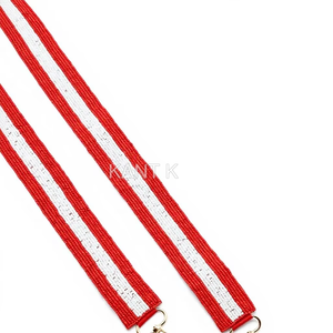 Correa de cuentas plateada y blanca hecha a mano para el Día del Partido, cordón bordado con letras blancas para bolsa deportiva - Product Image 4