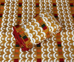 Tissu jacquard en coton traditionnel à motifs ethniques pour robe de mariée, vêtements et accessoires - Product Image 1