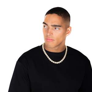 Men's 18K Gold Filled Brilliant Cut Hiphop Tennis Chain <b>Statement</b> <b>Necklace</b> Bezel Setting Luxury Everyday Wear - Product Image 6