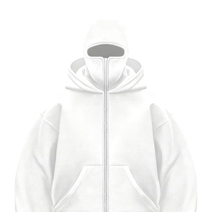 Sudadera con capucha y cremallera unisex personalizada de algodón 100% de 450 g/m² de felpa francesa, estilo balaclava ninja extragrande, gruesa y holgada, con máscara integrada para hombre - Product Image 5