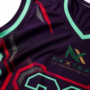 Ensemble d'uniformes de basketball géométriques personnalisés pour hommes, maillot et short en mesh par sublimation, tenue de sport d'équipe, kit d'équipement de jeu, vente OEM pour professionnels - Product Image 5