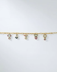 สร้อยข้อมือทองคำ 14K ประดับเพชร Polki ดีไซน์หรูหรา รุ่น Whimsy Bloom Floral Charm  ปรับขนาดได้ ทันสมัย - Product Image 4