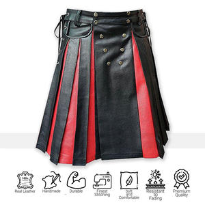 หนังวัวแท้ สไตล์กิลท์สก็อตแบบจีบ สำหรับผู้ชาย สีแดงและสีดำ รุ่น 2026 - Product Image 3