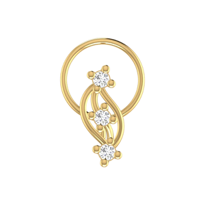 เครื่องประดับเจาะจมูกทอง 14K ดีไซน์ดอกไม้ ประดับเพชรธรรมชาติ 0.06 กะรัต สไตล์ชาติพันธุ์สำหรับผู้หญิง - Product Image 1