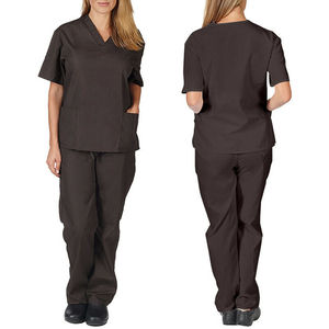 Conjunto de Uniforme Médico Unisex Azul Marino, Top con Cuello en V y Pantalones, Uniforme de Hospital, Tejido Elástico de Poliéster/Spandex, Sin Costuras, Detección de Agujas - Product Image 2