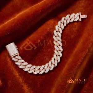 Rose Gold Cuban Link Moissanite Bracelet <b>Iced</b> <b>Out</b> Luxury Diamond Look Fine <b>Chain</b> Fashion Jewelry Gift Trend - Product Image 1
