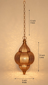 Handmade Moroccan Gold Hanging Lantern <b>Turkish</b> Metal Pendant <b>Light</b> Boho Home Decor Decorative Ceiling Hanging Lamp Ambient <b>Light</b> - Product Image 3