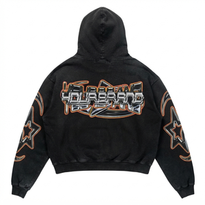 เสื้อฮู้ดดี้ผู้ชายแบบสวมหัว ผ้าฝ้ายฟลีซพรีเมียม 400 GSM สีขาว ทรงโอเวอร์ไซส์ เนื้อผ้านุ่ม เป็นมิตรกับสิ่งแวดล้อม พิมพ์ลายพัฟฟ์ตามสั่ง ผ้าถัก - Product Image 2