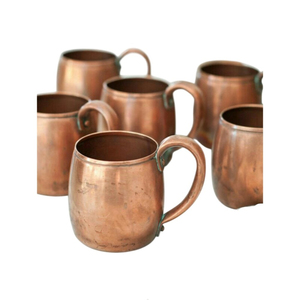 Ensemble de 6 mugs en cuivre massif de style vintage, tasses à boire en cuivre avec poignées, articles de bar, ustensiles de cuisine, article cadeau au meilleur prix - Product Image 1