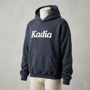 Sudadera con capucha de forro polar grueso Kadia con logo personalizado, estilo oversize para hombre, ropa urbana, transpirable, con bolsillo canguro. - Product Image 4