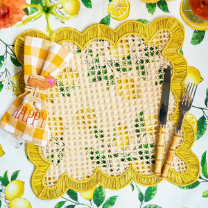 OEM Accepted Wavy Placemat Scalloped Rattan Placemats for Dining Table Boho Rattan Charger <b>Plates</b> Customize from Vietnam - Product Image 2