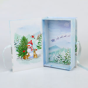 Customizable Eco-Friendly Biodegradable EcoRev Brand <b>Book</b>-Style Christmas Paper Gift <b>Box</b> Full-Color UV Printing Matte Film - Product Image 2