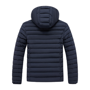 Veste matelassée à capuche pour homme, couleur noire unie, fermeture éclair, manteau léger en duvet, vêtements d'extérieur décontractés pour l'hiver - Product Image 5