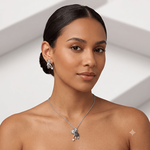 925 <b>Silver</b> Bear Cartoon Minimalist 925 <b>Silver</b> Jewelry <b>Set</b> Heart Cut Zircon Pendant <b>Necklace</b> <b>Earrings</b> Ring Bracelet for - Product Image 3