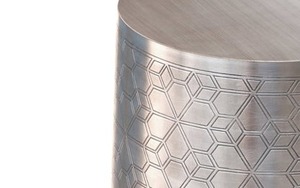 Modern Metal Geometric Coffee <b>Table</b> With Geometric Pattern Round Top Contemporary Living Room Furniture Decorative Side <b>Table</b> - Product Image 5