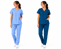Conjunto de Uniformes Médicos Unisex para Hospital, Top con Cuello en V y Pantalones Cargo, Uniformes de Enfermería al por Mayor en Algodón y Poliéster