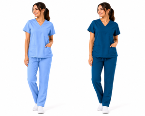 Unisex Hospital <b>Scrub</b> <b>Set</b> Couple V-Neck Top Cargo Pants Matching Medical Nursing Uniform Wholesale In Cotton and Polyester - Product Image 2