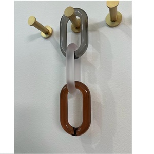 Jewel Tone Resin Chain Link Art Translucent <b>Acrylic</b> & Silver <b>Mirrored</b> Interlocked Loops - Product Image 5