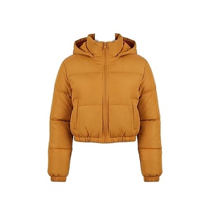 Hooded Quilted Waterproof <b>Bubble</b> Jacket Black Full Sleeve Winter Windproof Cotton Shell Knitted Fabric Polyester Filling Stand - Product Image 1
