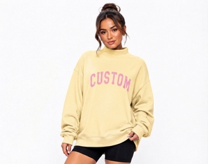 Sweat-shirt à col montant en polaire doux pour femme, chaud et confortable, coupe décontractée, manches longues, à porter toute l'année - Product Image 1