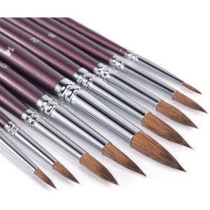Set di 9 Pennelli Professionali Rotondi a Punta in Martora per Acquerello, da Dettaglio a Sfumatura - Product Image 1