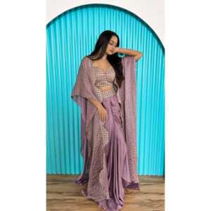 Vêtements de fête indiens et pakistanais de créateur Indo Western avec séquence et travail Dori - Product Image 4