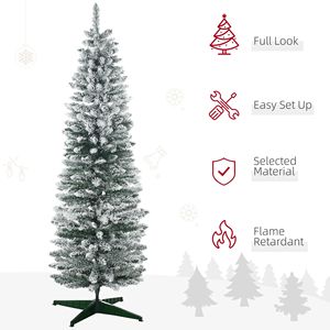 Albero di Natale Artificiale Sottile da 210 cm, Rami Realistici, Base in PE PVC, 6 Piedi, Effetto Neve, Elegante - Product Image 4