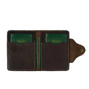 Genuine Vintage Dark Brown Leather Passport Holder Cover with Snap <b>Lock</b> <b>Dual</b> Slots Travel Multi Cards Document Organizer Wallets - Product Image 2