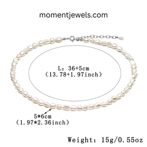 Collier en perles baroques naturelles d'eau douce blanches de qualité AAAAA, plaqué platine, avec pendentif perlé, pour mariage, fête ou cadeau - Product Image 2