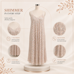 Womens Champagne <b>Sequin</b> Maxi Dress Spaghetti Strap V Neck Sleeveless Sparkly Evening Party Wedding Formal Loose Fit Floor Length - Product Image 5