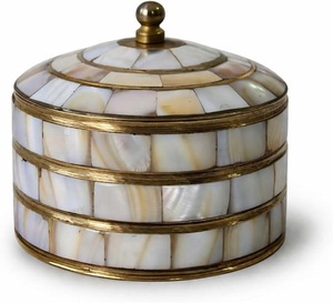 Mother of Pearl Decorative Storage Box with Gold Finish Lid, Handmade Luxury Jewelry and Vanity Organizer for Home <b>Decor</b> - Product Image 3