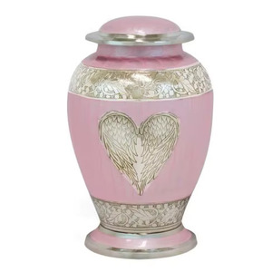 Urna Funeraria de Latón con Alas de Ángel Rosadas para Cenizas Humanas Adultas, Urna Conmemorativa de Metal, Recipiente Decorativo para Entierro - Product Image 3