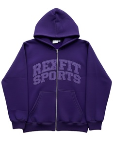 Sweat-shirt à capuche zippé pour homme Rexfit Sports avec broderie délavée |   Sweat à capuche en polaire chaud |   Vêtements de mode décontractés de rue - Product Image 6