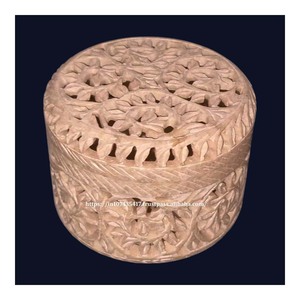 Boîtes à bijoux rectangulaires en stéatite 4x4 pouces faites à la main prix de gros cadeaux de décoration intérieure boîtes en stéatite sculptée en pierre - Product Image 1