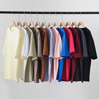 T-shirt décontracté à col rond en coton pur 220G, coupe ample, couleur unie, pour hommes et femmes, fabriqué en Chine (Bangladesh)