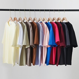 Bangladesh CN Factory 220G Heavyweight Pure Cotton Men Women Drop Shoulder T Shirt Loose Fit Solid Color Crew Neck Casual <b>TShirt</b> - Product Image 1