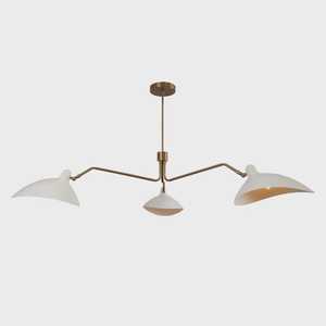 Mid Century Modern Brass Ceiling Light White Geometric Shade Indoor Living Room Fixture - Product Image 3