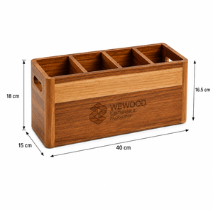 Boîte de rangement pour ustensiles de cuisine en bois d'acacia sur mesure OEM, organisateur de couverts en bois multi-compartiments pour restaurant et maison - Product Image 3