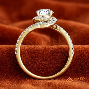 Bague de fiançailles en or avec halo de moissanite taille ronde pour femme, bijou élégant et tendance pour mariage et anniversaire - Product Image 2