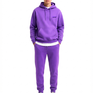 Nouveau survêtement deux pièces en coton avec logo personnalisé 2026, sweat à capuche et pantalon de jogging zippé, survêtements pas chers pour hommes - Product Image 1