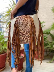 Haute qualité usiné à la main en cuir de vachette frange bandoulière sac à main pour femmes à la mode en cuir véritable Cowgirl sacs à main - Product Image 2