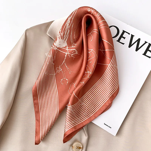 Foulard carré en satin 100% Soie de Mûrier, motif artistique rétro, 53 cm, pour femme, multi-usage : foulard de cou, bandeau pour cheveux, accessoire de sac, durable - Product Image 2