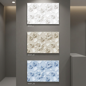 Carreaux muraux en céramique 3D modernes 300x450mm, autocollants décoratifs imperméables pour la maison, crédence avec texture brique, motif floral couleur claire - Product Image 1