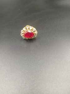 Amaira Jewels Floral Shape <b>Gold</b> Plated Silver <b>Cocktail</b> <b>Ring</b> Red Doublet Classic Vintage Women's Jewelry January Birthstone Gift - Product Image 3