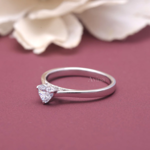 Anillo de Diamante Cultivado en Laboratorio con Certificado IGI, Oro Blanco/Rosa y Amarillo de 18K, Corte Corazón Azul, Anillo de Compromiso Solitario para Mujer - Product Image 6