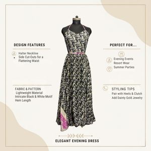 Robe florale en soie Habotai sur mesure - Chef-d'œuvre en soie noir minuit et magenta - Product Image 6