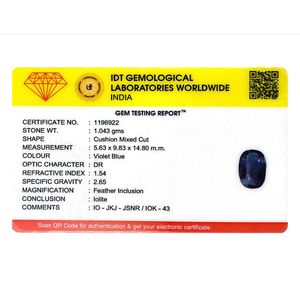 Certified AA Quality Natural Iolite Loose Gemstone-5.22 Carat Brilliant Cut Blue Stone - Product Image 4